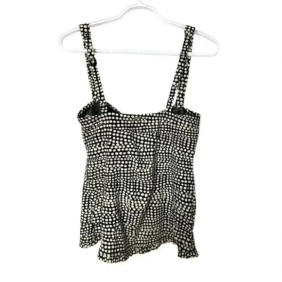 Krista  Black w White Polka Dots Tankini Top w Adjustable Straps & Light Padding - Picture 3 of 8